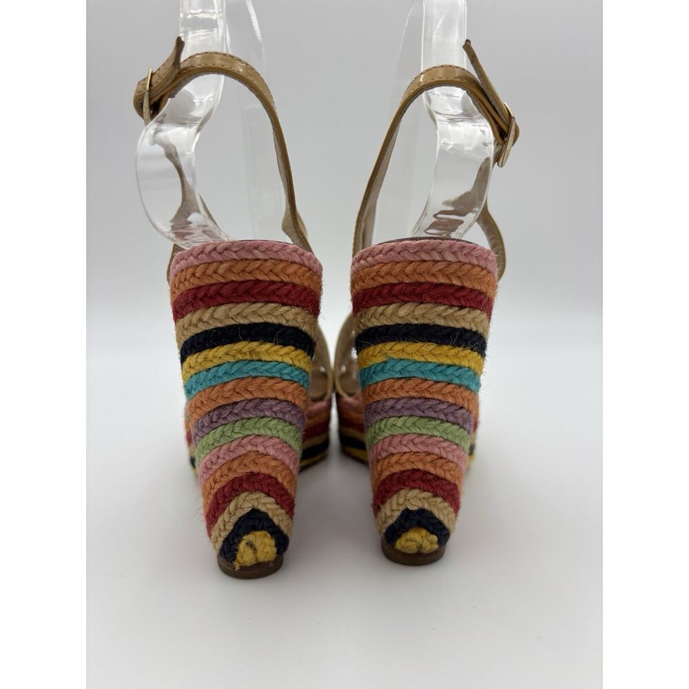 Kate Spade Lindsay Platform Wedge Rainbow Espadrille Sandal Gold Patent Size 6 - Picture 6 of 16
